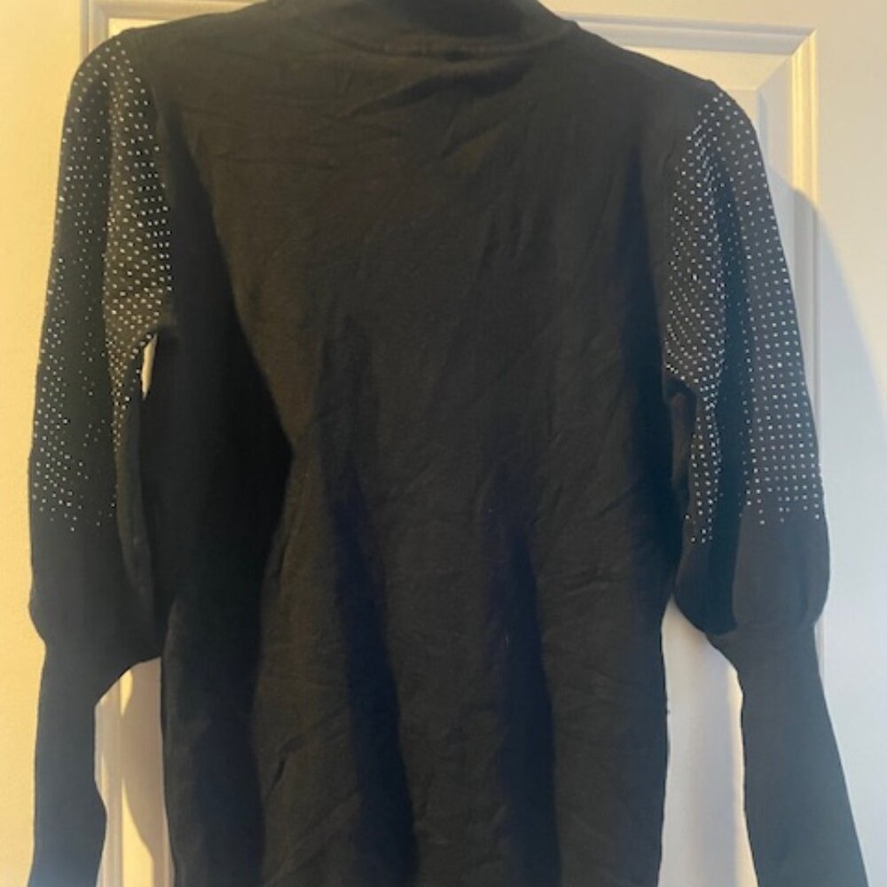 Mock Turtleneck With Rhinestone Sleeves